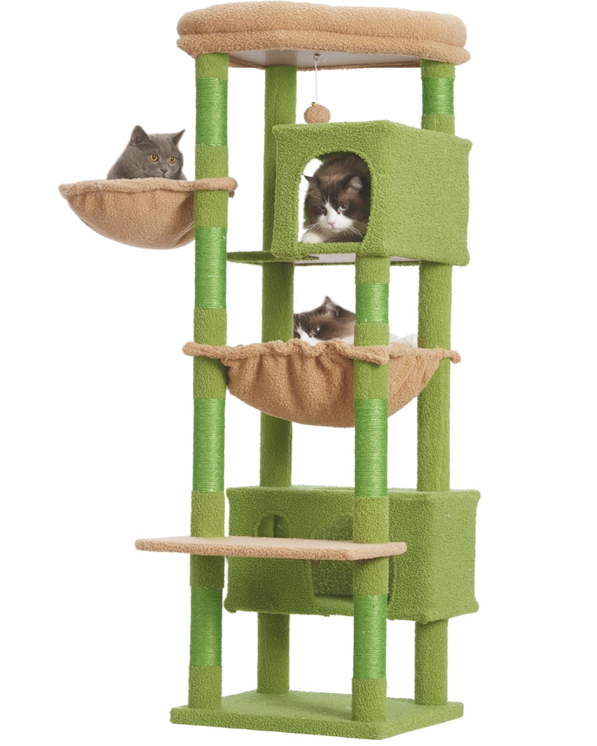 60” Indoor Cat Tree Tower with Platforms & Scratching Posts