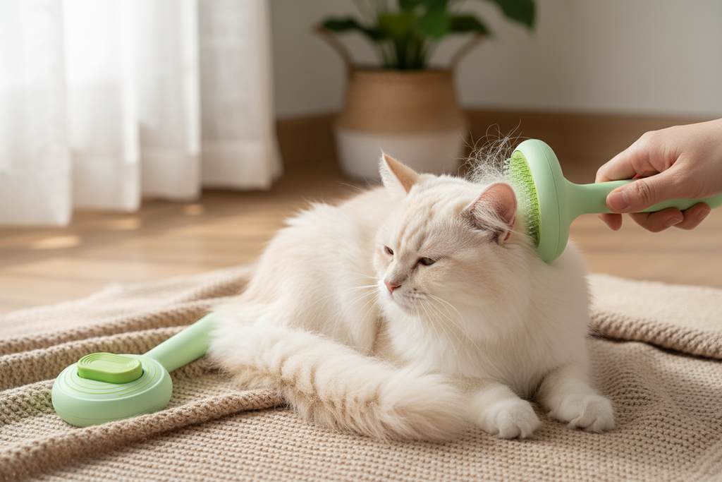 Non-Slip Cat & Dog Grooming Brush with Stainless Steel Comb